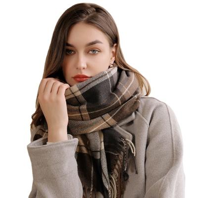 China Lambswool Cashmere Check Plaid Super Soft Classic Wool Scarf Fluffy Winter Cheap Scarf for sale