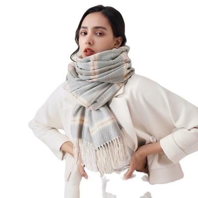 China Fashion luxury new winter thick scarf imitate cashmere designer women's plaid shawl custom-made scarf dual-use scarf for sale