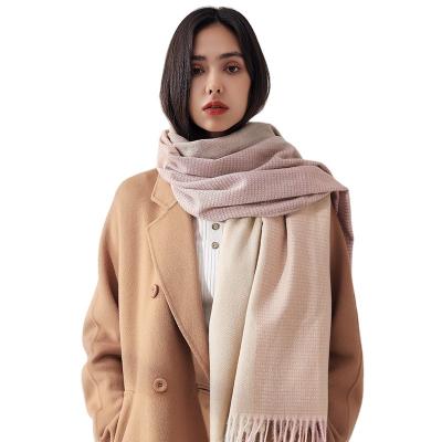 China Luxury Hot British Style Imitate Cashmere Plaid Scarf New Design Unisex Plain Color Cashmere Mixed Knitted Tassel Scarf With Tassel for sale