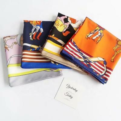 China Fashion New Products Most Popular Cotton Printed Satin Square Scarf Winter for sale