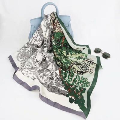 China Custom Printed Fashion New Arrival Ribbon Fashion Ladies Scarves Outdoor Square Scarf for sale