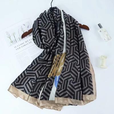 China 100% Silk Shawl Women's Fashion Beach Scarf Long Style Custom Printed Scarf Shawl for sale