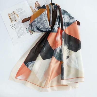 China Fashion Design Custom Print Fashion Silk Women's Long Shawl Beach Scarf Silk Scarf for sale