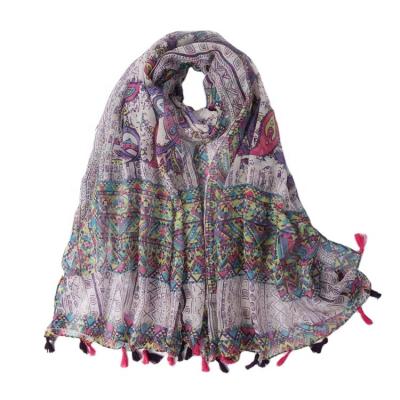 China Luxury Latest Design Ladies Printed Tassel Scarf Cheap Hijab Chiffon Scarf Fashion Scarf And Shawl for sale