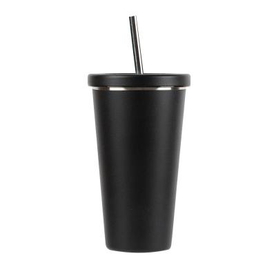 China Sustainable 500ml Factory Supply Bpa Free With Straw Double Wall Stainless Steel Coffee Cup Mug for sale