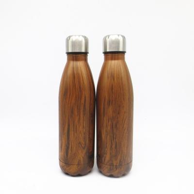 China Sustainable Wooden Water Bottle 500ml Stainless Steel Vacuum Flask for sale