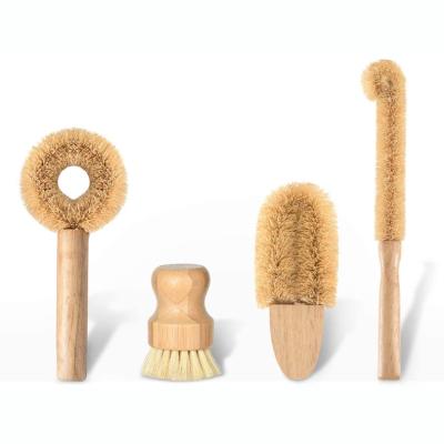 China Stocked Cleaning Brush Pot Bottle Sisal Dish Wooden Natural Eco-Friendly Bamboo Coconut Brush Cleaning Brush With Wooden Handle for sale