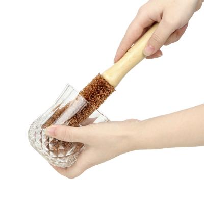 China Stocked Cleaning Sisal Coconut Wood Dish Bottle Pot Brush Cleaning Brush Set With Wooden Handle for sale