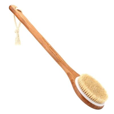 China EXFOLIATE Custom Long Handle Replaceable Natural Boar Bath Scrubber 3 in 1 Dry Cellulite Bath Body Shower Brush Scrubber Body Brush for sale