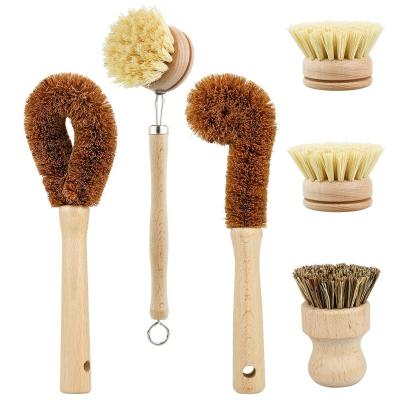 China Wet Use All Vegetable Eco-Friendly Potato Pan Dish Cleaning Brush Kitchen Nature Beech Wood Bamboo Bowl Bottle for sale