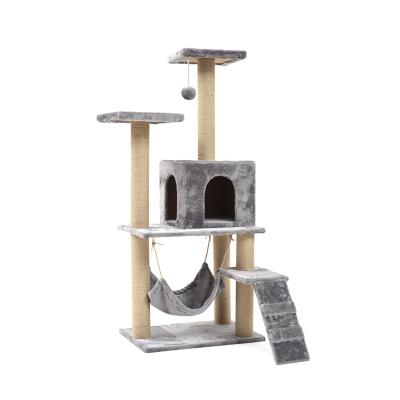 China High Quality Viable Gray Elegant Plush Kitten Interactive Toys Pet Play House With Scratches Cat Tree Tower for sale