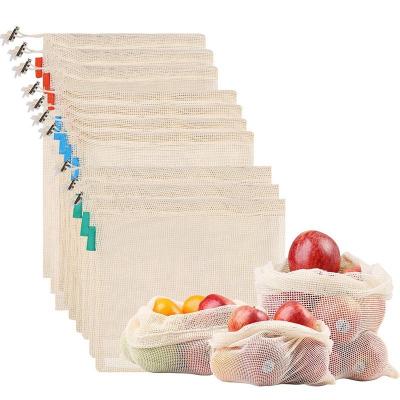 China Eco - Friendly Organic Produce Packaging Cotton Mesh Bag For Fruit & Grocery & Veg Storage for sale