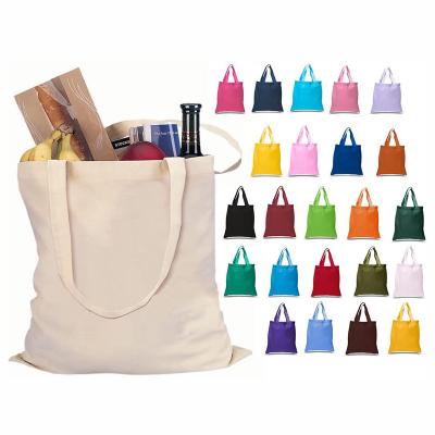 China Simple White Empty Logo Cotton Canvas Tote Bag Cheap Reusable Shopping Bags Handbag for sale