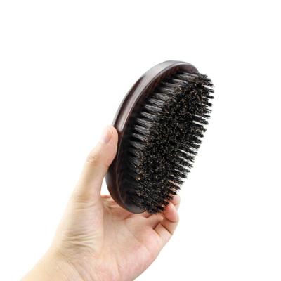 China Hair Care 360 ​​Wave Brush Boar Bristle Curved Beard and Wave Brush Curved Classic Wooden Beard Styling Brush for sale