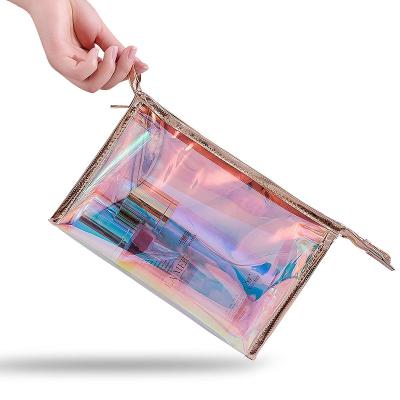 China Fashion Logo Color Laser Business Travel Toiletry Bag Waterproof Cosmetic Bag Reflective Custom Female Portable Bag Skin Care Storage Bag for sale