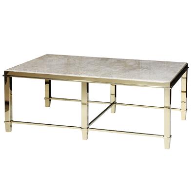 China Modern Luxury Fancy Gold Metal Stainless Steel Metal Tea Table Top White Marble Coffee Table In Living Room for sale