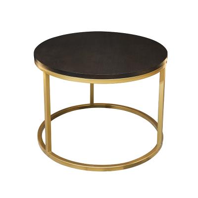 China Modern Design Small Adjustable Black Wooden Round Gold Stainless Steel Round Gold Table Gold Side Coffee Table (Other) For Living Room Furniture zu verkaufen