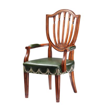 China Modern Chinese Antique Chairs Wood Leather Accent Chairs Luxury Dining Chairs With Arms for sale