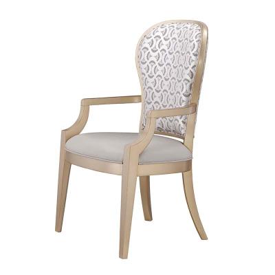 China Convertible 2021 High Quality Long Back Modern Luxury Dining Chair With Armrest Wood French Leather Dining Chair for sale