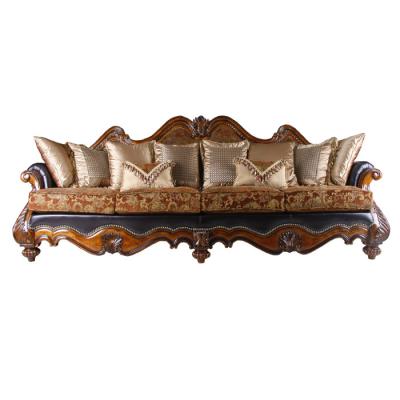 China Shenzhen Villa Hotel Living Room Antique Wooden Sofas 7 Seater Sofa Set Genuine Leather Carved (Others) Hot Selling Adjustable for sale