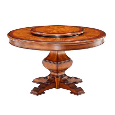 China Hot Selling Style Antique Solid Wood American Round Dining Table Convertible With Rotating Center In Dining Room for sale