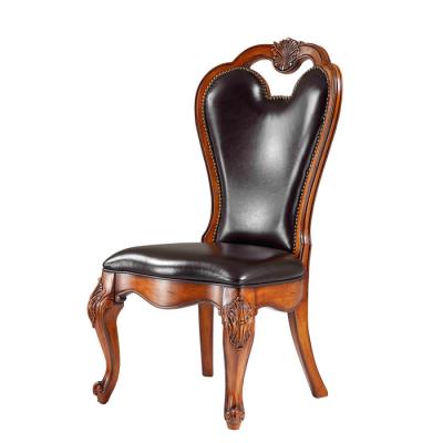 China American Style Banquet Hotel Chair Luxury Wood Dining Chairs Luxury Antique High Quality Cut-Out Black Leather Chairs Convertible for sale