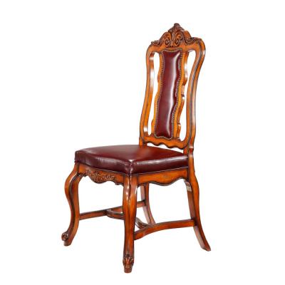 China Convertible Dining Sets With Leather Chairs Solid Wood Carving Table Set Antique Dining Chair Royal Dining Room for sale