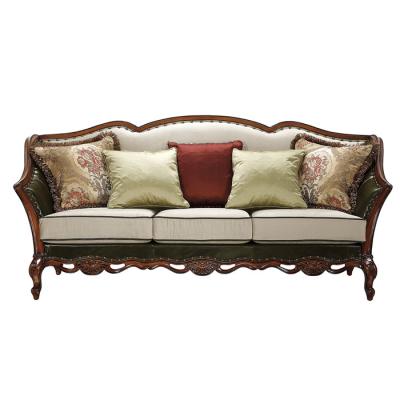 China (Other)Chinese Adjustable The Other Wooden Villa Genuine Leather Carved Wooden Sofa Living Room Sofas Sets 3 Seater Antique Furniture Te koop