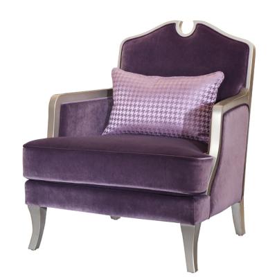 China Contemporary Luxury Purple Fabric Chair Living Room Accent Chair Modern Wood Frame Leisure 1 Piece for sale