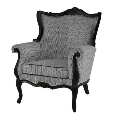 China Gray Fabric Leisure Chair Luxury Rivet Accent Living Room Wood Dining Chairs For Homes Custom Made Wood Living Room Chair Te koop