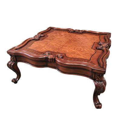 China Chinese Style High Quality Antique Convertible Carved Large Square Wood Table Gold Tea Coffee Table OEM For Living Room Te koop