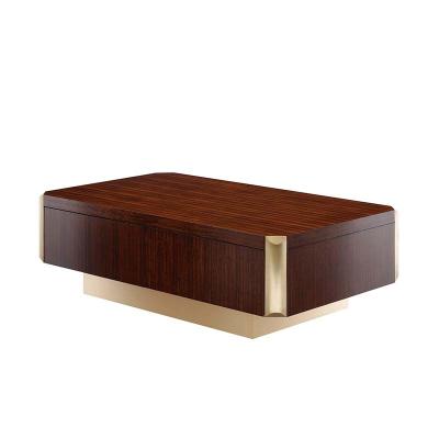 Cina Modern Custom Rustic Wood Coffee Table Set Luxury Hotel Living Room Stainless Steel Wood Coffee Table in vendita