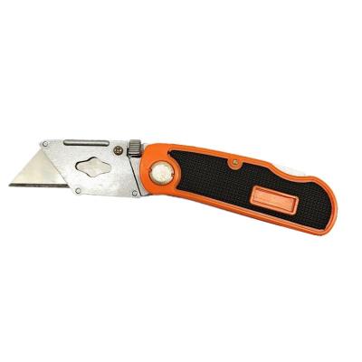 China Quick-Change ABS TPR Cutter Safety Rubber Plastic Folding Utility Pocket Knife with 5PCS SK5 Spare Blade for sale