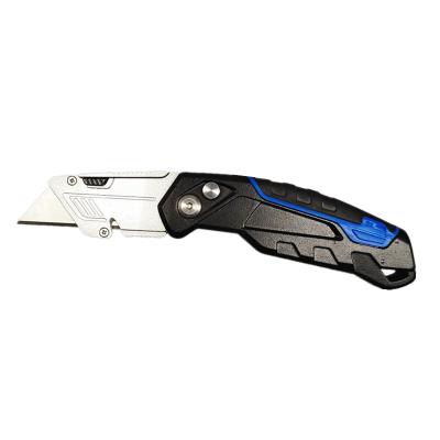 China Aluminum Alloy Folding Hot Sales Quick-change Cutter Utility Knife With 3PCS Spare Blade Belt Clip for sale