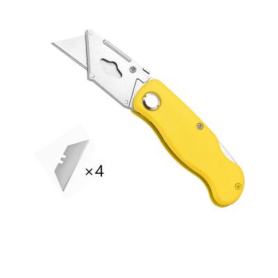 China Quick-change Plastic Safe Folding Safety Cutter Utility Knife with 5PCS SK5/SK2 Spare Blade for sale