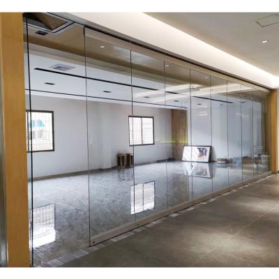 China Modern office panel tempered glass wall movable acoustic glazed partition for sale