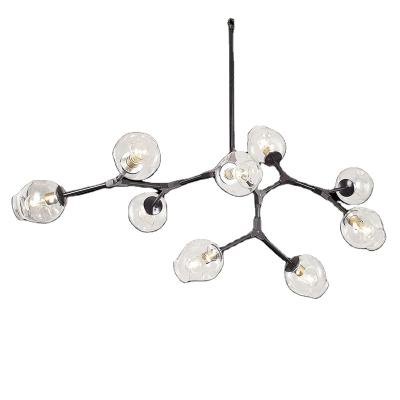 China Modern Customizable Black Chandelier For Home Decorative Industrial Pendant Lamps Lighting Living Room Metal Hotel Glass Chandeliers for sale