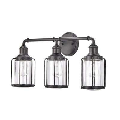 China Retro Wall Lamp Industrial Antique Black Iron Bathroom Indoor Wall Lamp for sale