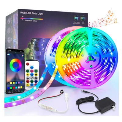 China Residential rgb led strip light flexible remote control wifi smart multi color 5m 12v 5050 rgb led pixel strip lights for sale