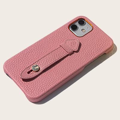 China Shockproof Luxury Design PU Hand Grip Holder Stand Cell Phone Leather Case PC For Pro 12 Promax Iphone 12mini 12 Case Cover for sale