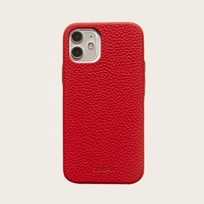 China Leather Phone Case Customized Phone Case Pebble Leather Protector Cover With Leather Button For iphone 12 for sale