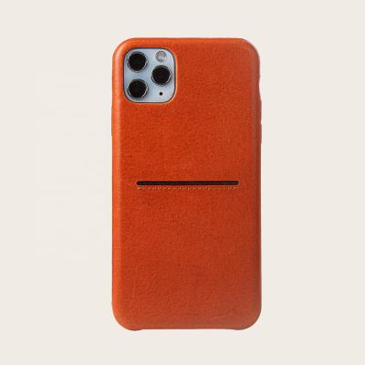 China New Style Full Grain Veg Tanned Leather Phone Case for iphone 12 pro with Card Slot for iphone 11 pro max for sale