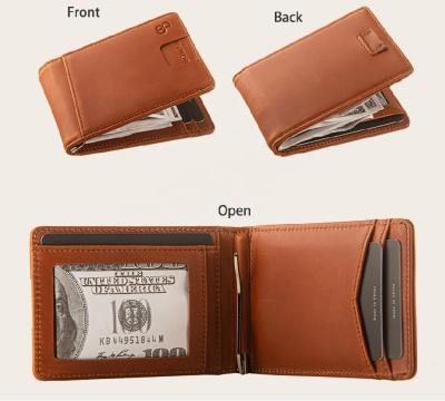 China Custom Made Luxury Slim RFID Mens Designer RFID Card Holder Smart Wallet Genuine Leather Wallet for sale