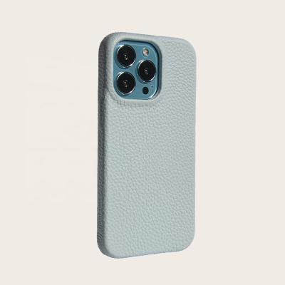 China Wholesale Luxury Pebble Fanshion Full Grain Custom Logo Genuine Leather Phone Case For iphone 13 pro for sale