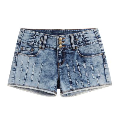 China New Three Row Gold Button Zipper Denim Breathable Creative Stitching Rough Shorts for sale