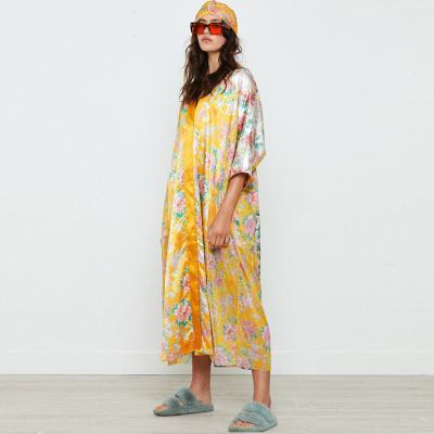 China Breathable High Quality Custom Lush Printing Premium Women's Plain Cotton Night Robe for sale