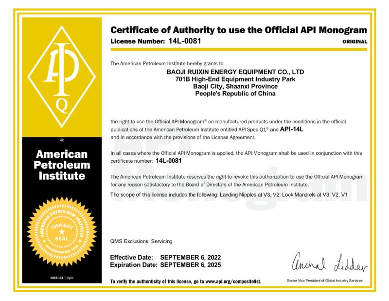 API 14L-0081 - Ruixin Energy Equipmnet