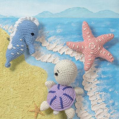 China New Style Baby and Toddler Toys Amigurumi Crochet Sea Series Sea Series Crochet Seahorse Dolphin Whale Knitted Baby Rattle Soft Toy for sale