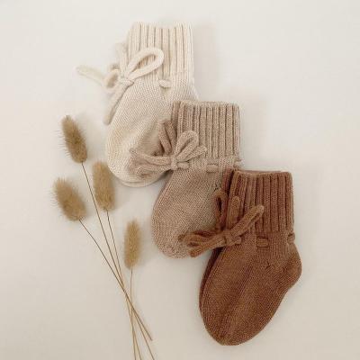 China Cashmere Booties Fashion Wool Socks New Autumn Simple Wild Cute Drawstring Lightweight Baby Newborn Knitted Infant Sock for sale