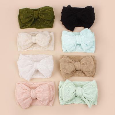 China Baby Headbands Hair Accessories 2023 New Insti Summer Baby Floral Mesh Headband Double Border Baby Kids Hair Accessories Bow Stretch Headband for sale